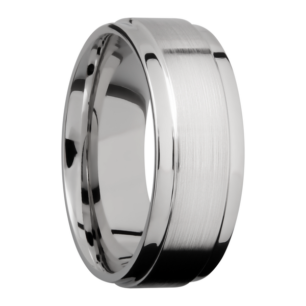 Cobalt chrome 8mm flat band with grooved edges Image 2 Cozzi Jewelers Newtown Square, PA