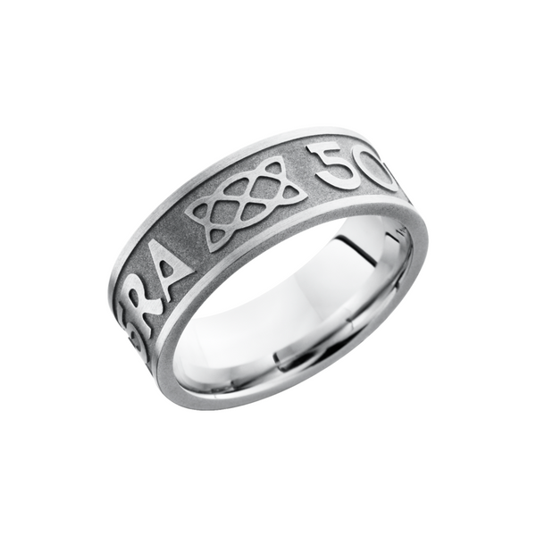 Cobalt chrome 8mm flat band with a laser-carved pattern Cozzi Jewelers Newtown Square, PA