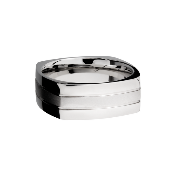 Cobalt chrome 8mm flat square band with 2, .5mm grooves Image 3 Toner Jewelers Overland Park, KS