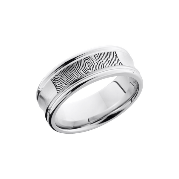 Cobalt chrome 8mm concave band with rounded edges and a laser-carved fingerprint Cozzi Jewelers Newtown Square, PA