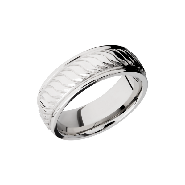 Cobalt chrome 8mm flat band with rounded edges and a laser-carved twist pattern Toner Jewelers Overland Park, KS