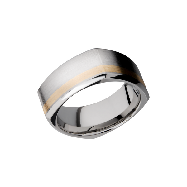 Cobalt chrome 9mm square band with an off center inlay of 14K yellow gold Toner Jewelers Overland Park, KS