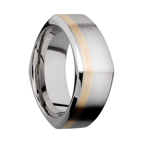 Cobalt chrome 9mm square band with an off center inlay of 14K yellow gold Image 2 Cozzi Jewelers Newtown Square, PA