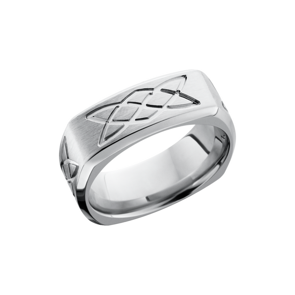 Cobalt chrome 9mm domed square band with a laser-carved lovers knot pattern Cozzi Jewelers Newtown Square, PA