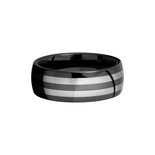 Tungsten and Ceramic 8mm domed band with two inlays Image 3 Toner Jewelers Overland Park, KS