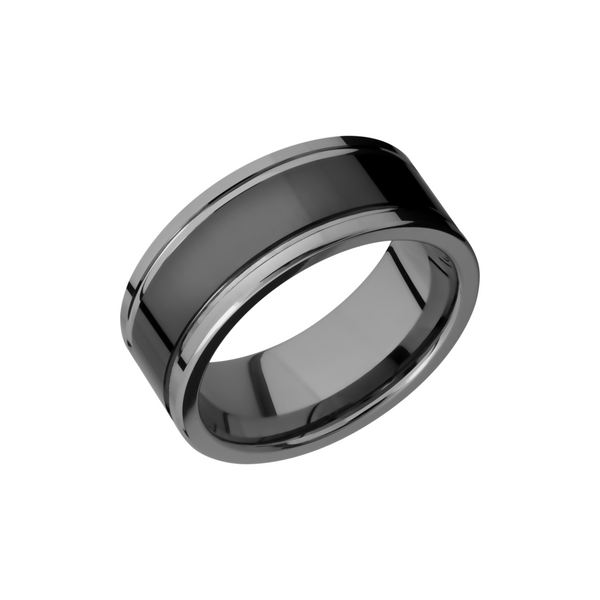 Tungsten and Ceramic 9mm flat band with grooves Toner Jewelers Overland Park, KS