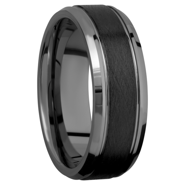 Tungsten Ceramic 8mm flat band with beveled edges Image 2 Cozzi Jewelers Newtown Square, PA
