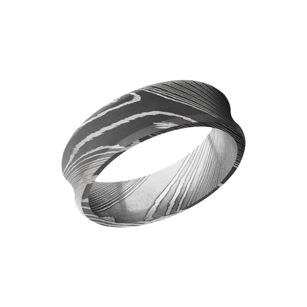Handmade 7mm Damascus steel beveled band with a concave center Cozzi Jewelers Newtown Square, PA