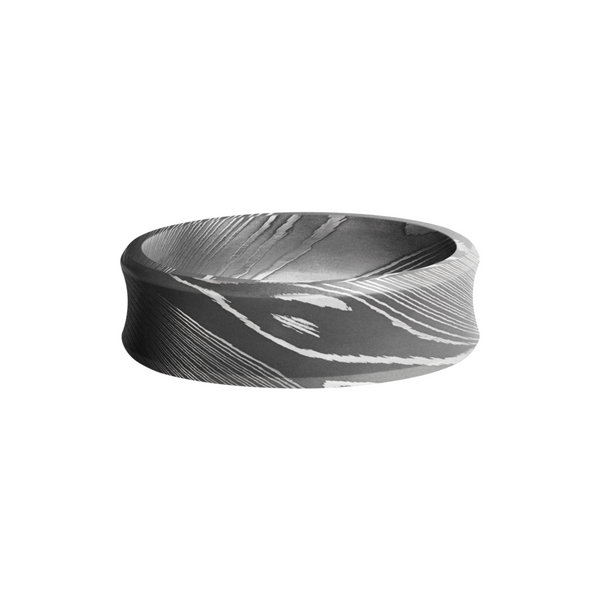 Handmade 7mm Damascus steel beveled band with a concave center Image 3 Quality Gem LLC Bethel, CT