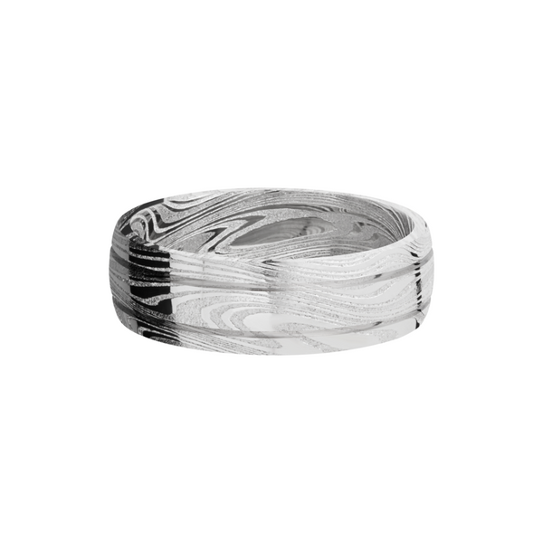 Handmade 7mm marble Damascus steel domed band with 2, .5mm grooves Image 3 Cozzi Jewelers Newtown Square, PA