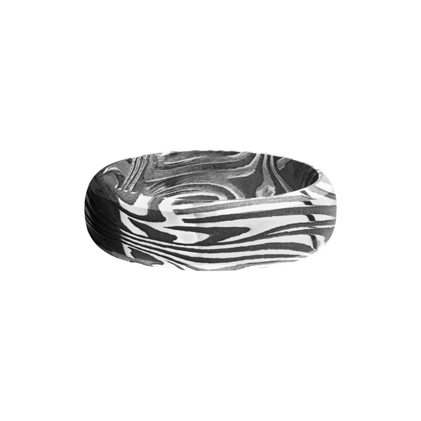 Handmade 7mm sunset Damascus steel domed band with beveled edges Image 3 Cozzi Jewelers Newtown Square, PA