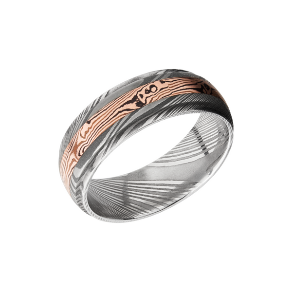 Handmade 7mm Damascus steel band featuring an inlay of Mokume Gane Cozzi Jewelers Newtown Square, PA