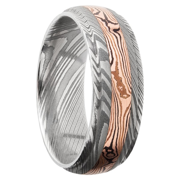 Handmade 7mm Damascus steel band featuring an inlay of Mokume Gane Image 2 Cozzi Jewelers Newtown Square, PA