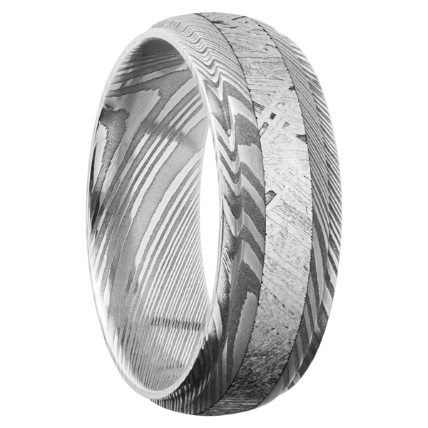 Handmade 7mm Damascus steel band with an inlay of authentic Gibeon Meteorite Image 2 Cozzi Jewelers Newtown Square, PA