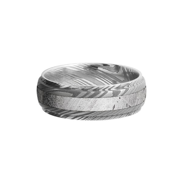 Handmade 7mm Damascus steel band with an inlay of authentic Gibeon Meteorite Image 3 Cozzi Jewelers Newtown Square, PA