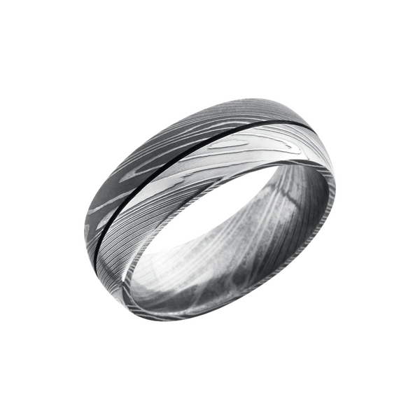 Handmade 8mm Damascus steel domed band with 1, .5mm groove Toner Jewelers Overland Park, KS