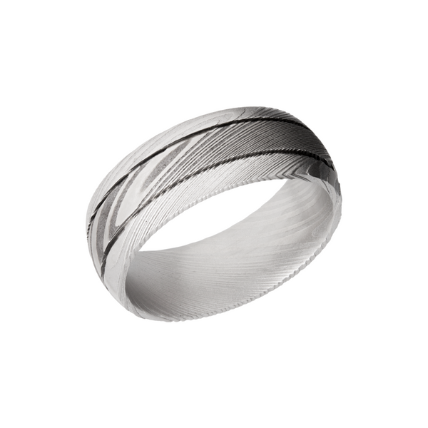 Handmade 8mm Damascus steel domed band with 2, .5mm grooves Cozzi Jewelers Newtown Square, PA