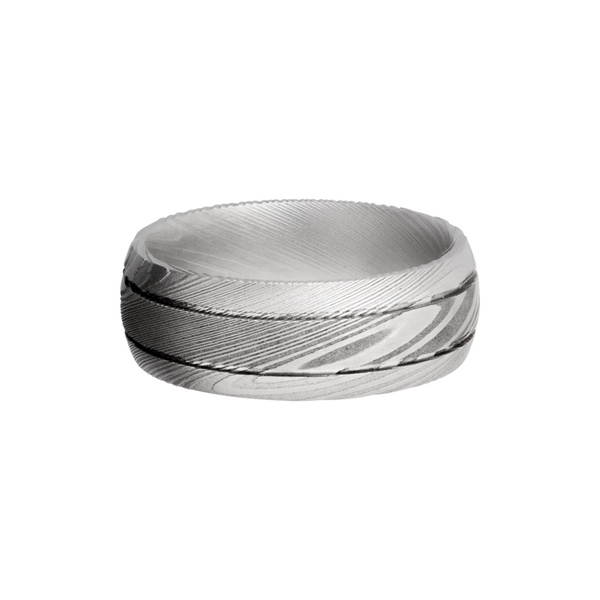 Handmade 8mm Damascus steel domed band with 2, .5mm grooves Image 3 Quality Gem LLC Bethel, CT
