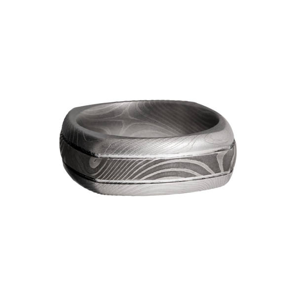 Handmade 8mm flattwist Damascus steel square domed band with 2, .5mm grooves Image 3 Cozzi Jewelers Newtown Square, PA