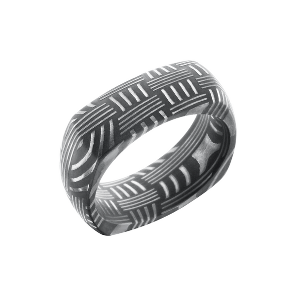 Handmade 8mm basket Damascus steel square band Cozzi Jewelers Newtown Square, PA