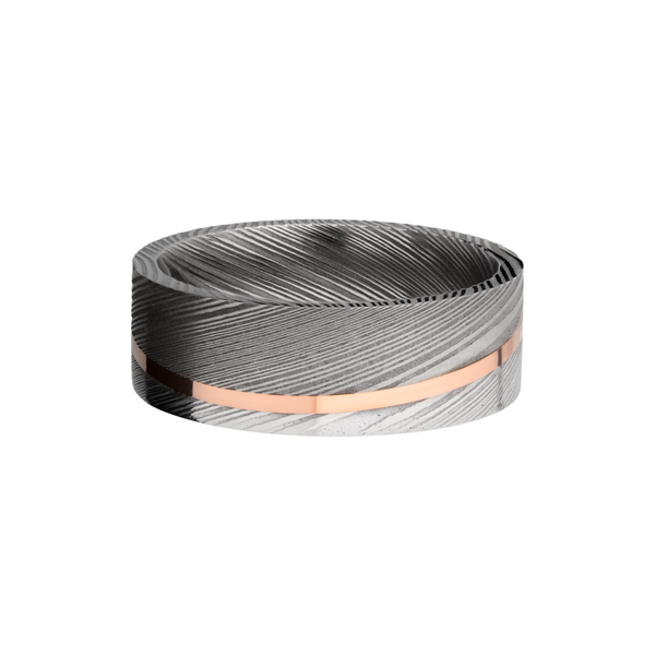 Handmade 8mm Damascus steel band with an angled inlay of 14K rose gold Image 3 Cozzi Jewelers Newtown Square, PA