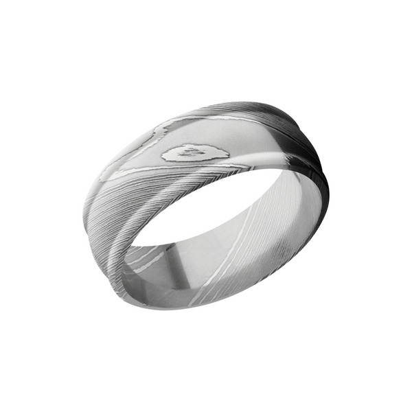 Handmade 8mm Damascus steel band with a domed center and round edges Toner Jewelers Overland Park, KS