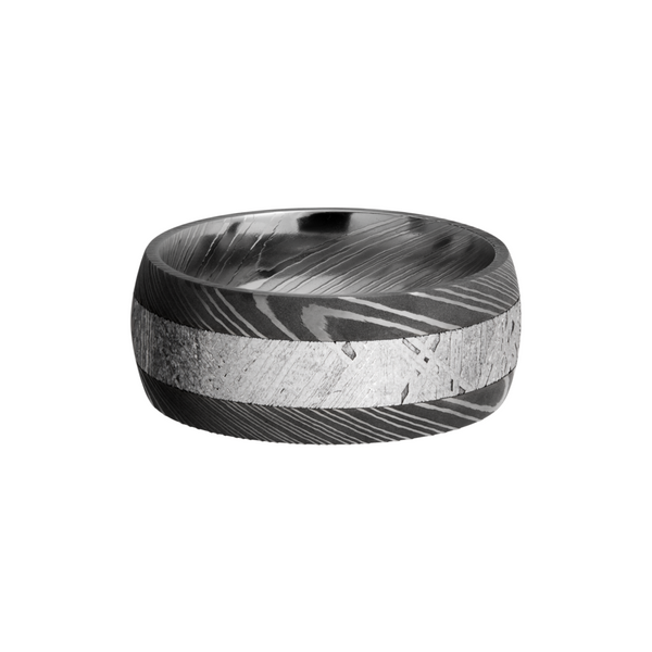 Handmade 9mm Damascus steel band with an inlay of authentic Gibeon Meteorite Image 3 Cozzi Jewelers Newtown Square, PA