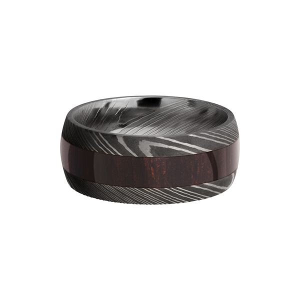 Handmade 9mm Damascus steel band with an inlay of exotic Wenge hardwood Image 3 Cozzi Jewelers Newtown Square, PA