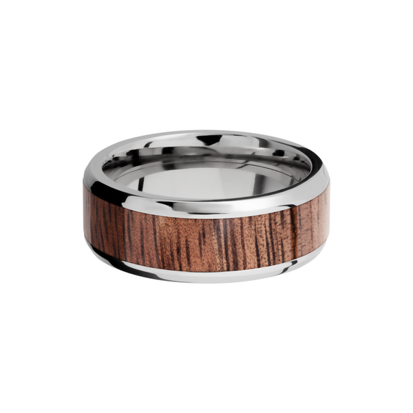 Titanium 8mm beveled band with an inlay of Koa hardwood Image 3 Cozzi Jewelers Newtown Square, PA