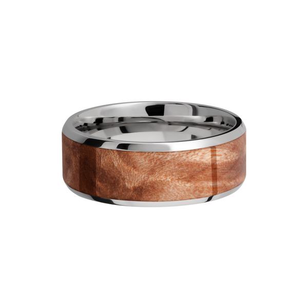 Titanium 8mm beveled band with an inlay of Mapleburl hardwood Image 3 Cozzi Jewelers Newtown Square, PA