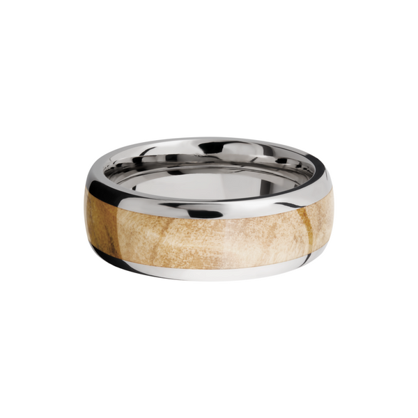 Titanium 8mm domed band with an inlay of Boxelder Burl hardwood Image 3 Toner Jewelers Overland Park, KS