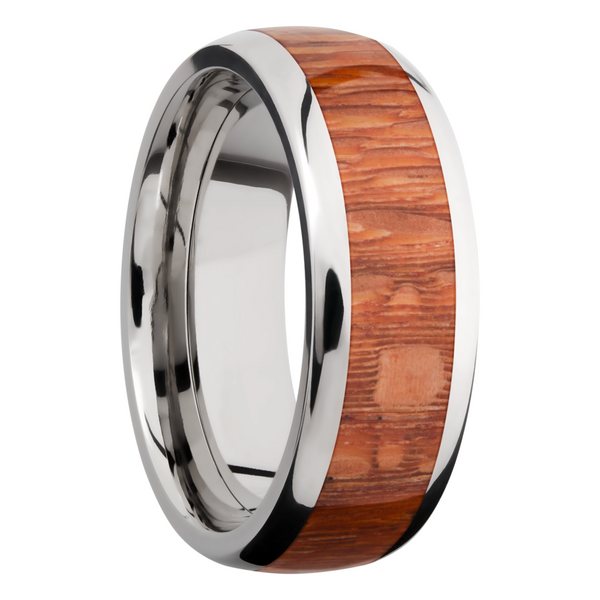 Titanium 8mm domed band with an inlay of Leopard hardwood Image 2 Quality Gem LLC Bethel, CT