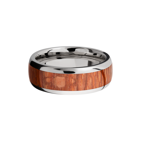 Titanium 8mm domed band with an inlay of Leopard hardwood Image 3 Quality Gem LLC Bethel, CT