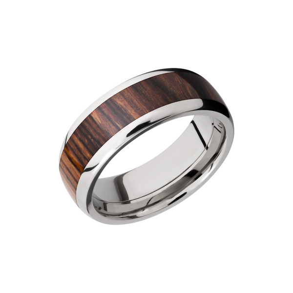 Titanium 8mm domed band with an inlay of Natcoco hardwood Cozzi Jewelers Newtown Square, PA