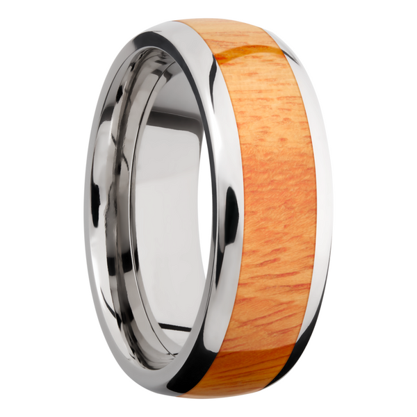 Titanium 8mm domed band with an inlay of Osage Orange hardwood Image 2 Cozzi Jewelers Newtown Square, PA