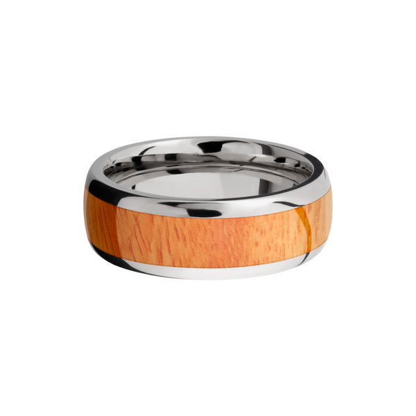 Titanium 8mm domed band with an inlay of Osage Orange hardwood Image 3 Cozzi Jewelers Newtown Square, PA