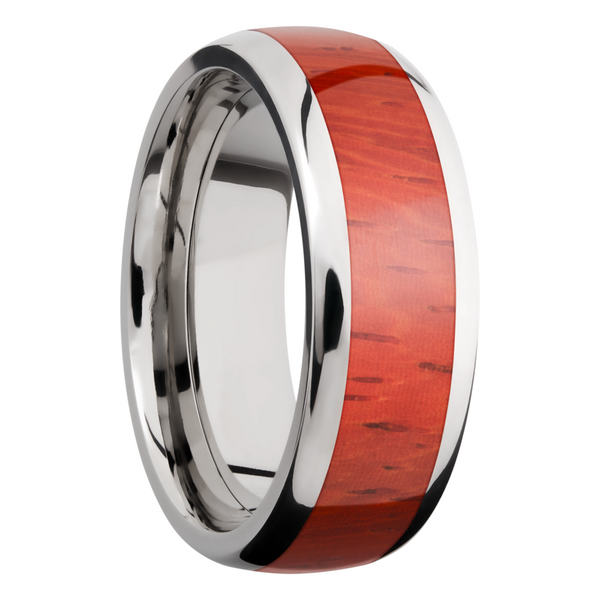Titanium 8mm domed band with an inlay of Padauk hardwood Image 2 Cozzi Jewelers Newtown Square, PA