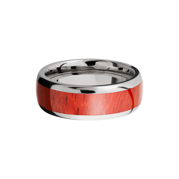 Titanium 8mm domed band with an inlay of Padauk hardwood Image 3 Toner Jewelers Overland Park, KS