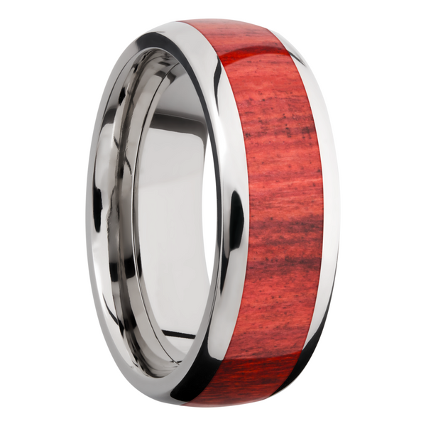 Titanium 8mm domed band with an inlay of Honduras Redheart hardwood Image 2 Cozzi Jewelers Newtown Square, PA