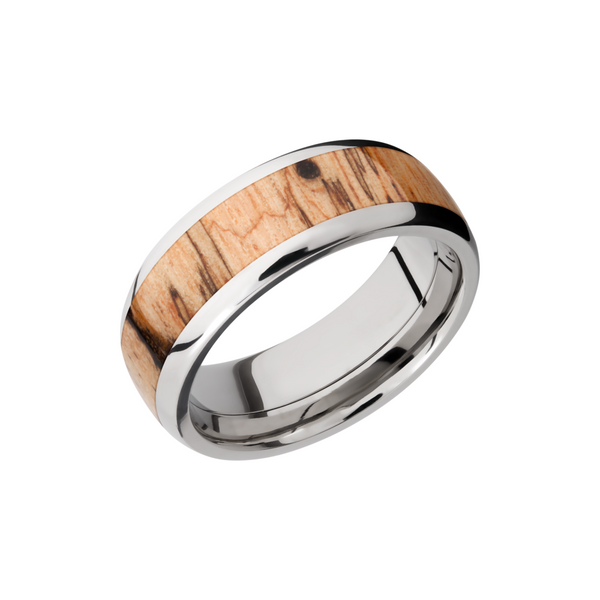Titanium 8mm domed band with an inlay of Padauk hardwood Cozzi Jewelers Newtown Square, PA