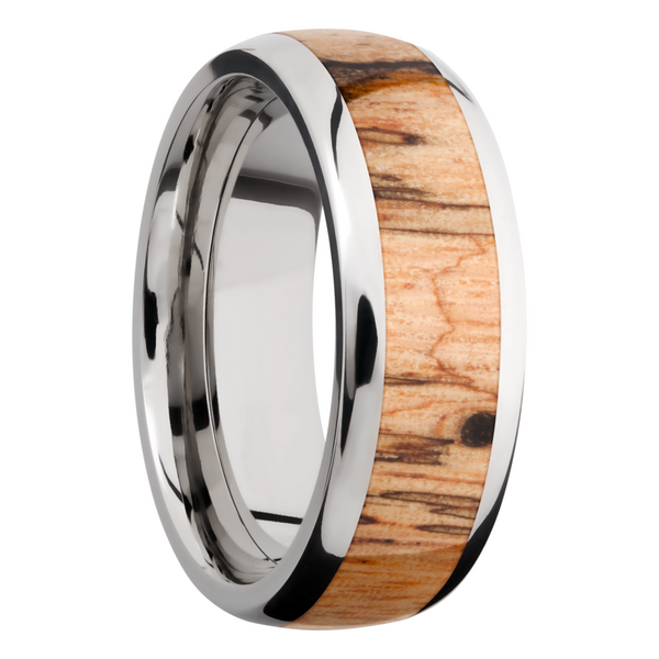 Titanium 8mm domed band with an inlay of Padauk hardwood Image 2 Cozzi Jewelers Newtown Square, PA