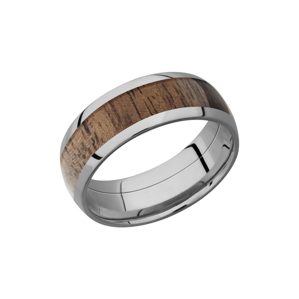 Titanium 8mm domed band with an inlay of Walnut hardwood Cozzi Jewelers Newtown Square, PA