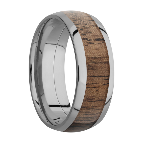 Titanium 8mm domed band with an inlay of Walnut hardwood Image 2 Cozzi Jewelers Newtown Square, PA