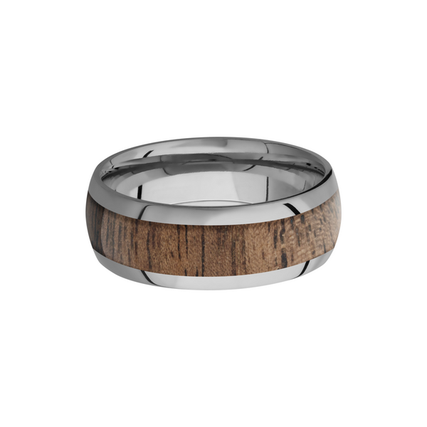 Titanium 8mm domed band with an inlay of Walnut hardwood Image 3 Toner Jewelers Overland Park, KS