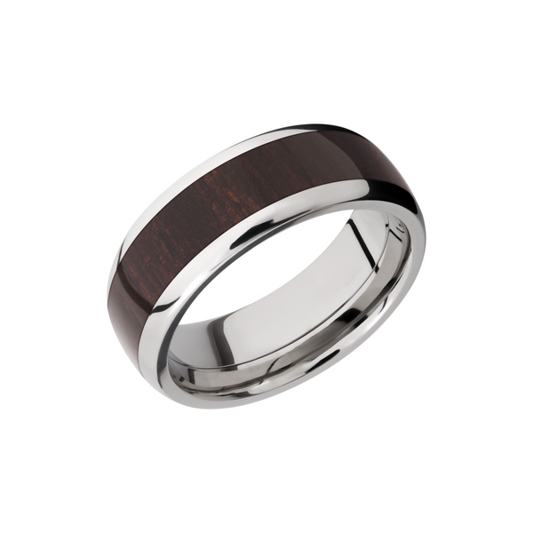 Titanium 8mm domed band with an inlay of Wenge hardwood Cozzi Jewelers Newtown Square, PA