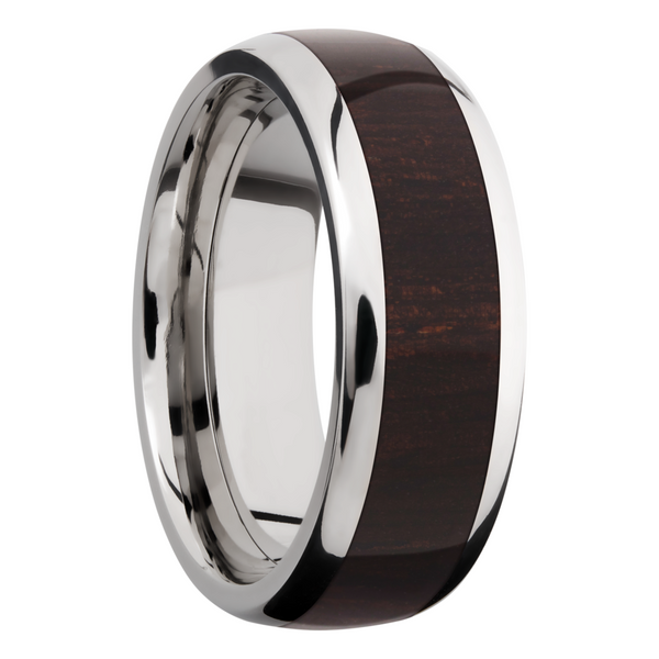 Titanium 8mm domed band with an inlay of Wenge hardwood Image 2 Cozzi Jewelers Newtown Square, PA