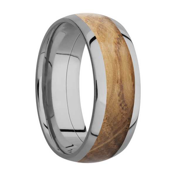Titanium 8mm domed band with an inlay of Whiskey Barrel hardwood Image 2 Cozzi Jewelers Newtown Square, PA
