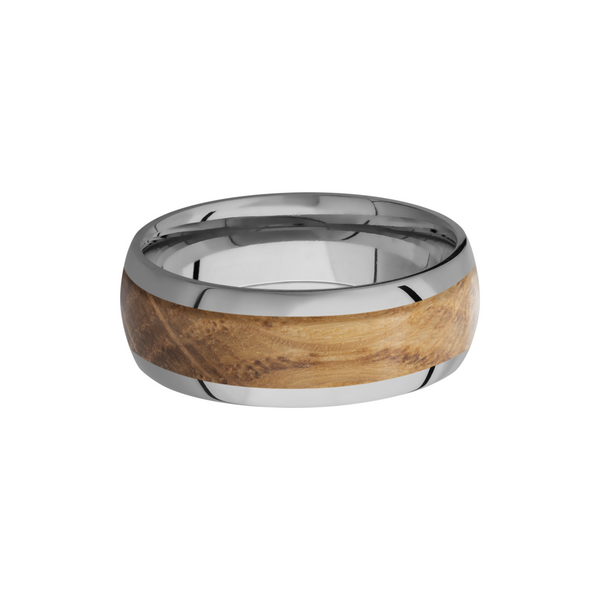 Titanium 8mm domed band with an inlay of Whiskey Barrel hardwood Image 3 Toner Jewelers Overland Park, KS