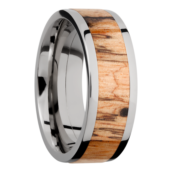 Titanium 8mm flat band with an inlay of Spalted Tamarind hardwood Image 2 Cozzi Jewelers Newtown Square, PA