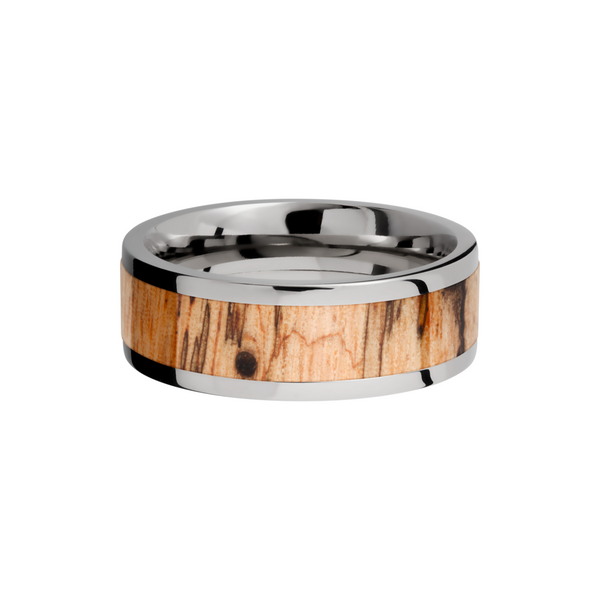 Titanium 8mm flat band with an inlay of Spalted Tamarind hardwood Image 3 Cozzi Jewelers Newtown Square, PA